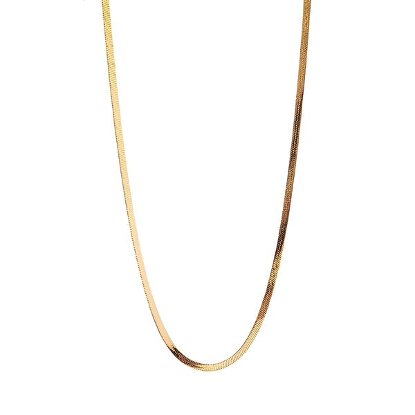 Sidewalk Gold Necklace flat lay - waterproof anti-tarnish gold herringbone necklace stainless steel - EVER Jewellery