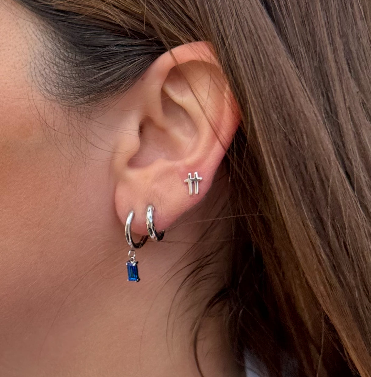 Wave Silver Huggie Earrings