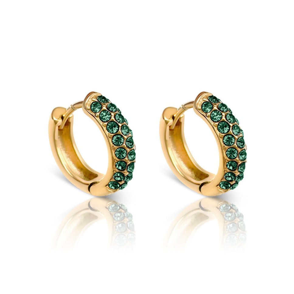 Gravitate Gold Hoop Earrings - Emerald - Ever Jewellery