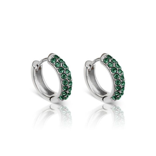 Gravitate Silver Hoop Earrings - Emerald - Ever Jewellery