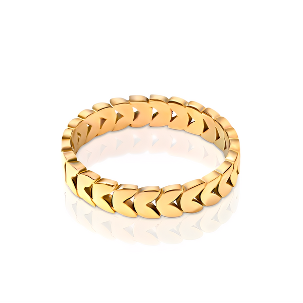 Centrefield Ring - waterproof gold ring interlocking chain-link pattern - EVER Jewellery Australia