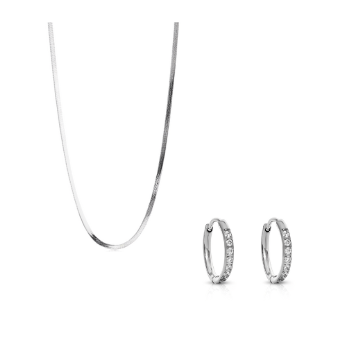 Sidewalk Necklace + Transition Sleeper Earrings Bundle – SILVER