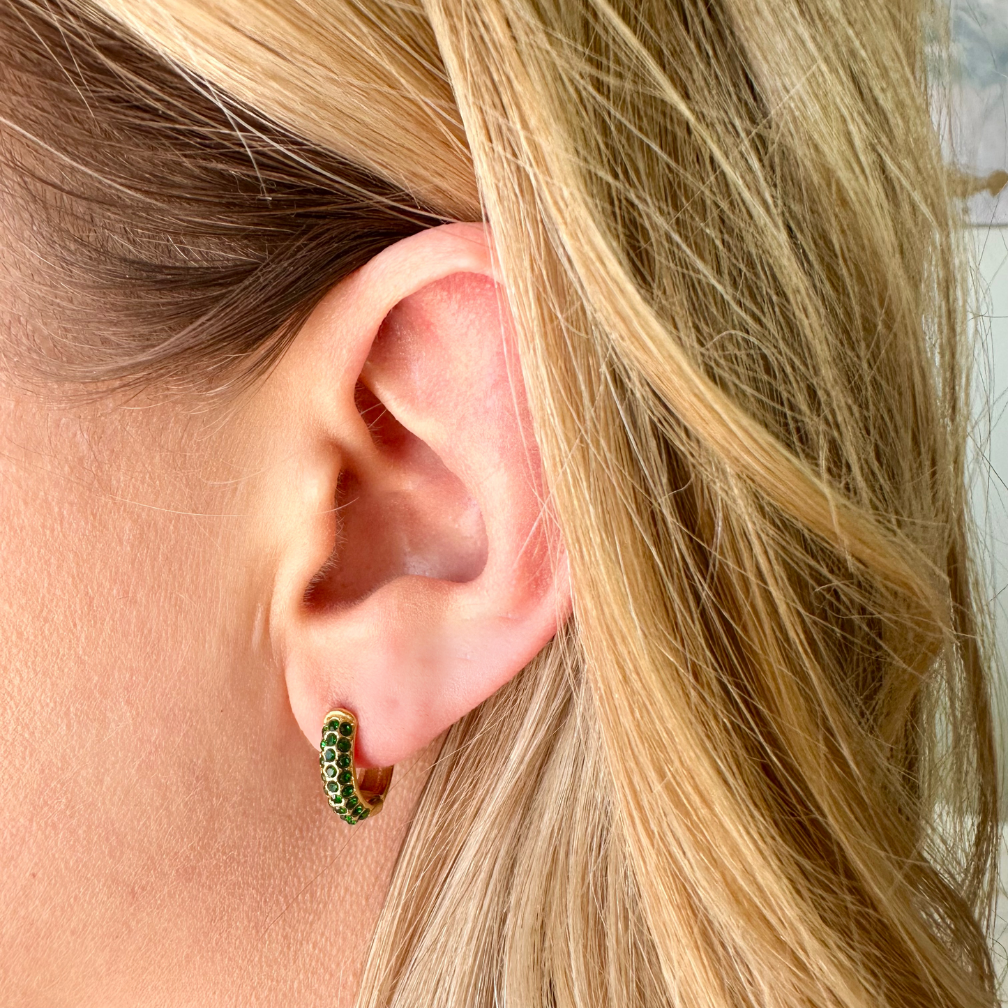 Gravitate Gold Hoop Earrings - Emerald