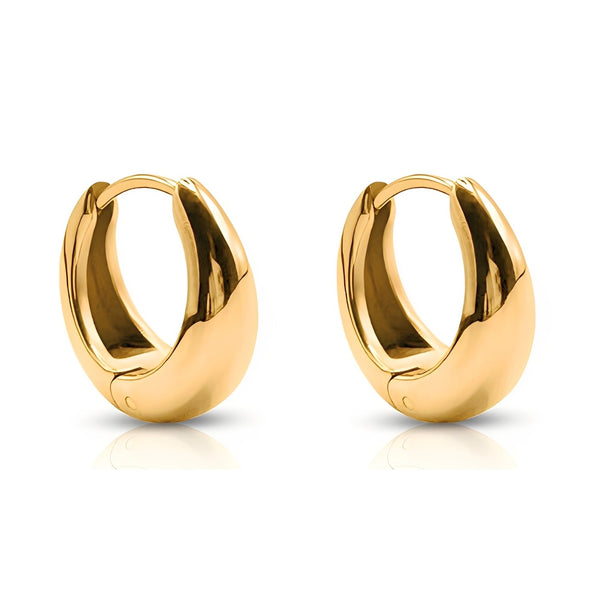 Empire Hoop Earrings flat lay - waterproof anti-tarnish gold hoop earrings Australia - EVER Jewellery