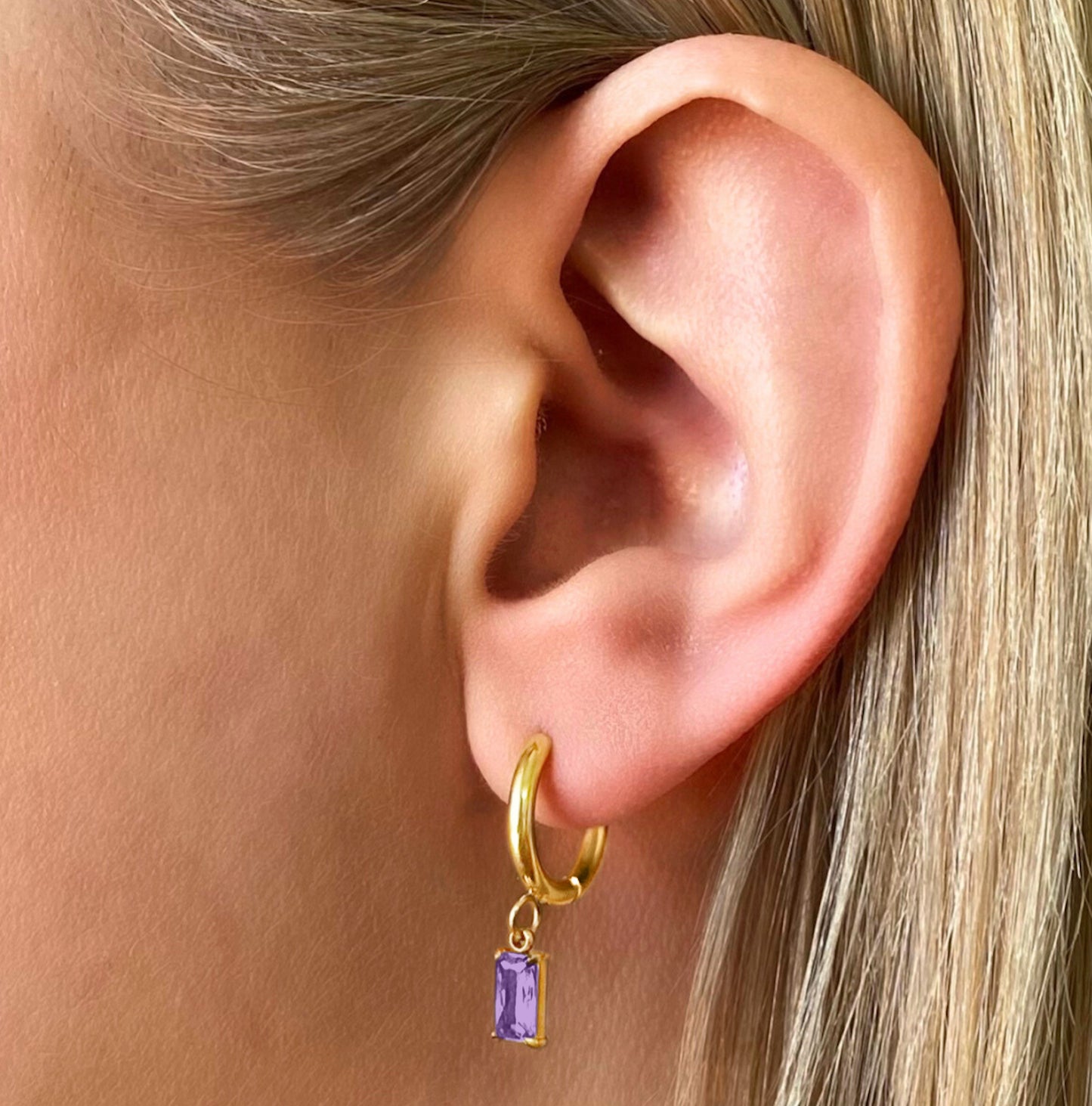 Luxe Gold Drop Earrings - Amethyst - Ever Jewellery