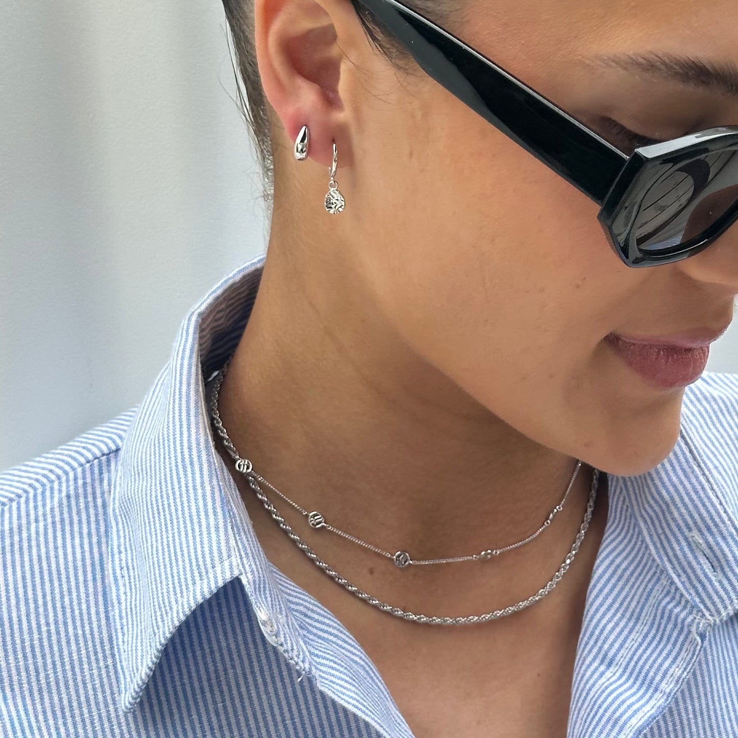 Harmony Silver Huggie Earrings