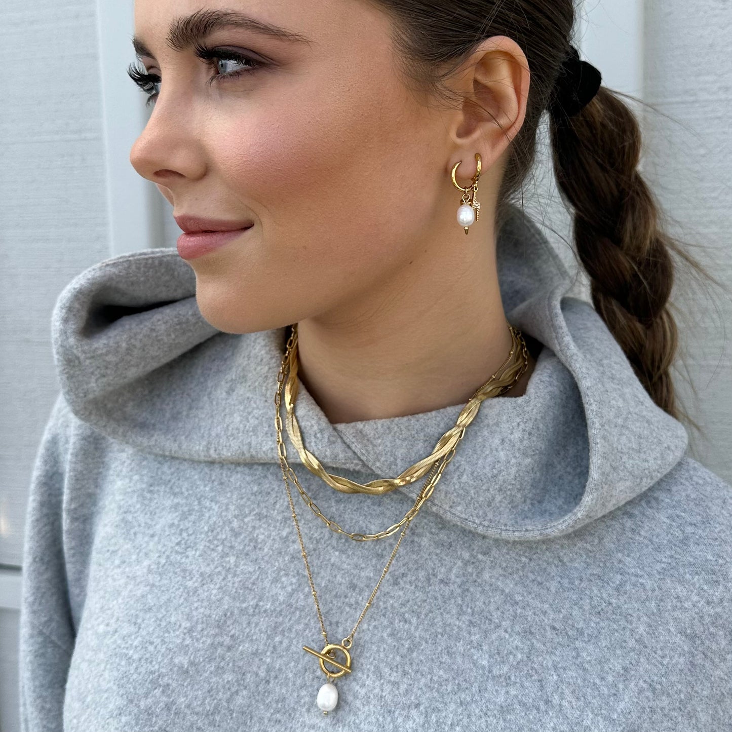 One-On-One Pearl Gold Necklace - Ever Jewellery