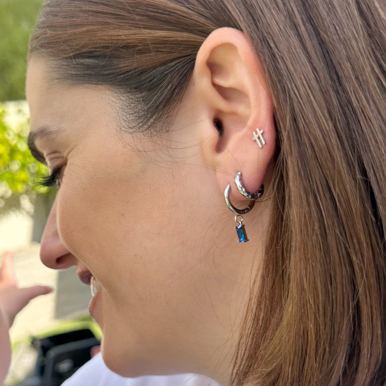 Luxe Silver Drop Earrings - Sapphire - Ever Jewellery