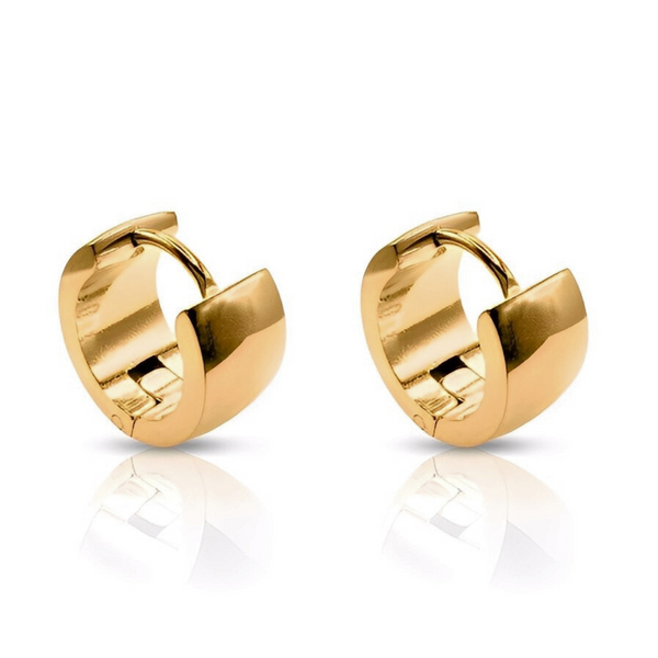 Inbound Hoop Earrings - waterproof chunky gold hoop earrings close to ear - EVER Jewellery Australia