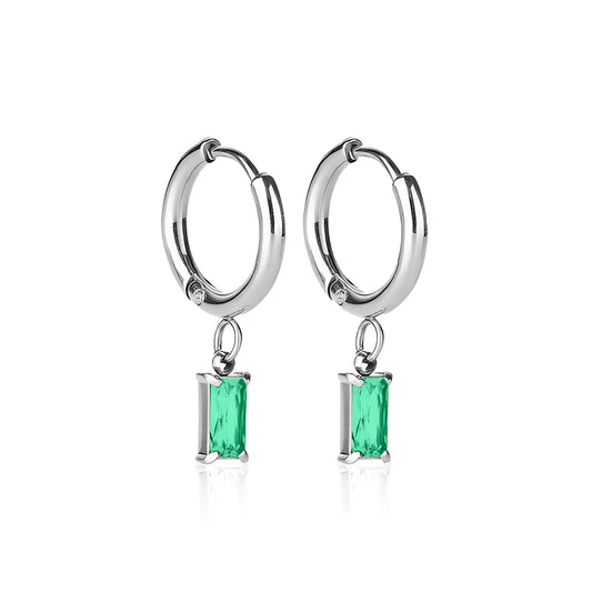 Luxe Silver Drop Earrings - Emerald - Ever Jewellery