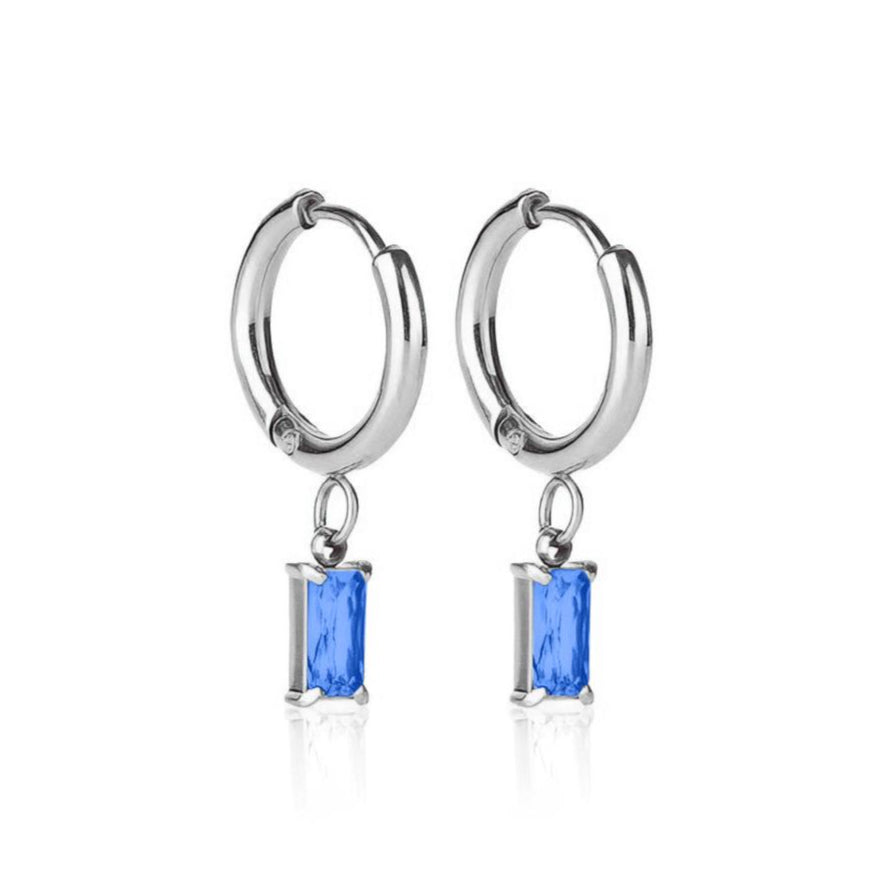 Luxe Silver Drop Earrings - Sapphire - Ever Jewellery
