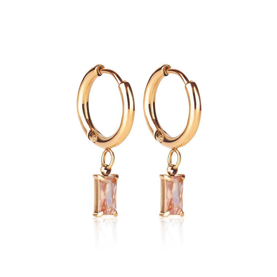 Luxe Gold Drop Earrings - Peach - Ever Jewellery