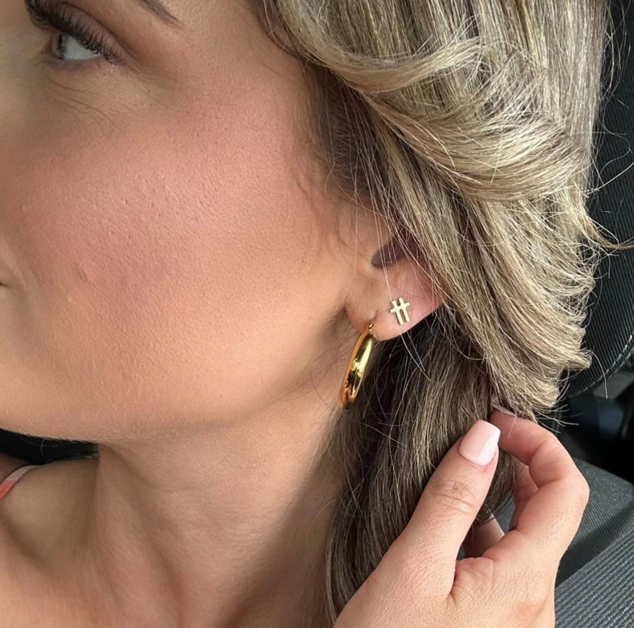 Swish Gold Stud Earrings