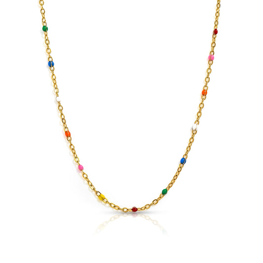 Colour Wave Necklace – multicoloured enamel accents on gold-plated chain