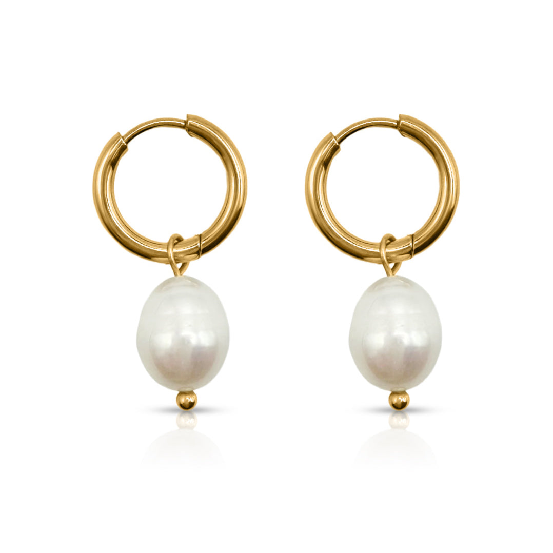 After Dark Pearl Hoop Earrings - Ever Jewellery 