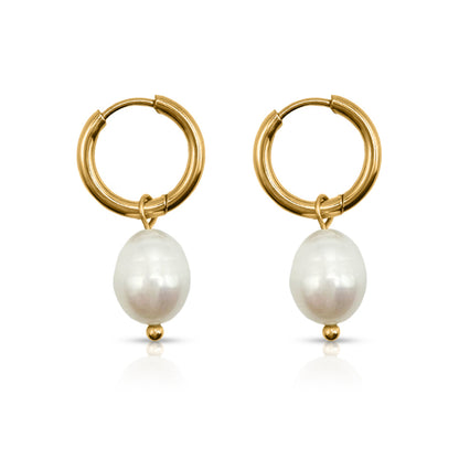 After Dark Pearl Hoop Earrings - Ever Jewellery 