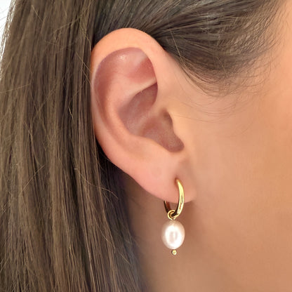After Dark Pearl Hoop Earrings - Ever Jewellery 