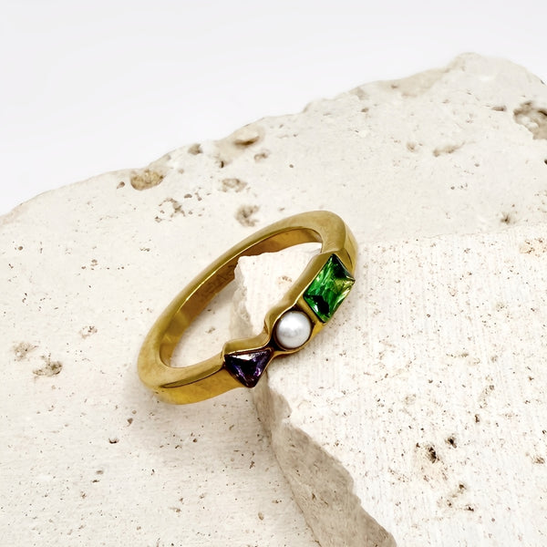 Apex Ring flat lay - waterproof anti-tarnish gold ring In Her Stride Australia - EVER Jewellery