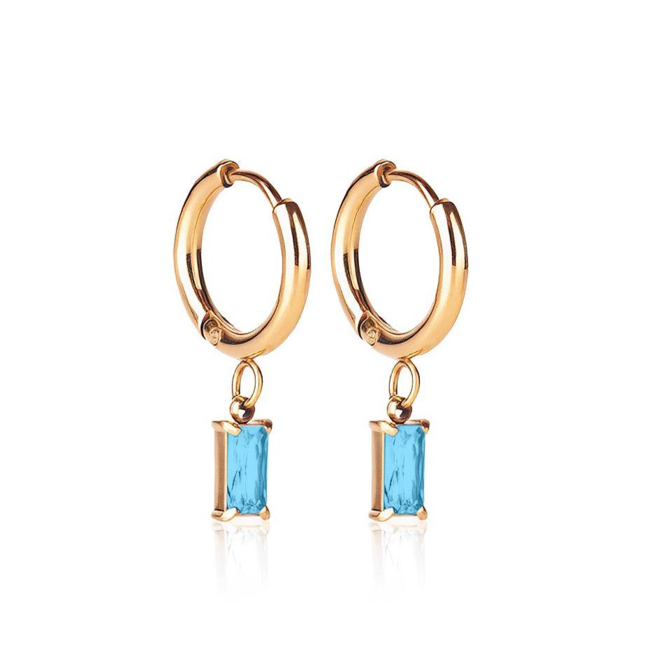 Luxe Gold Drop Earrings - Aquamarine