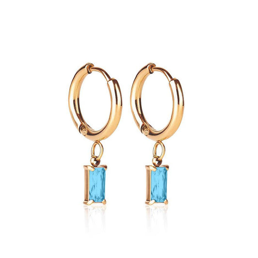 Luxe Gold Drop Earrings - Aquamarine