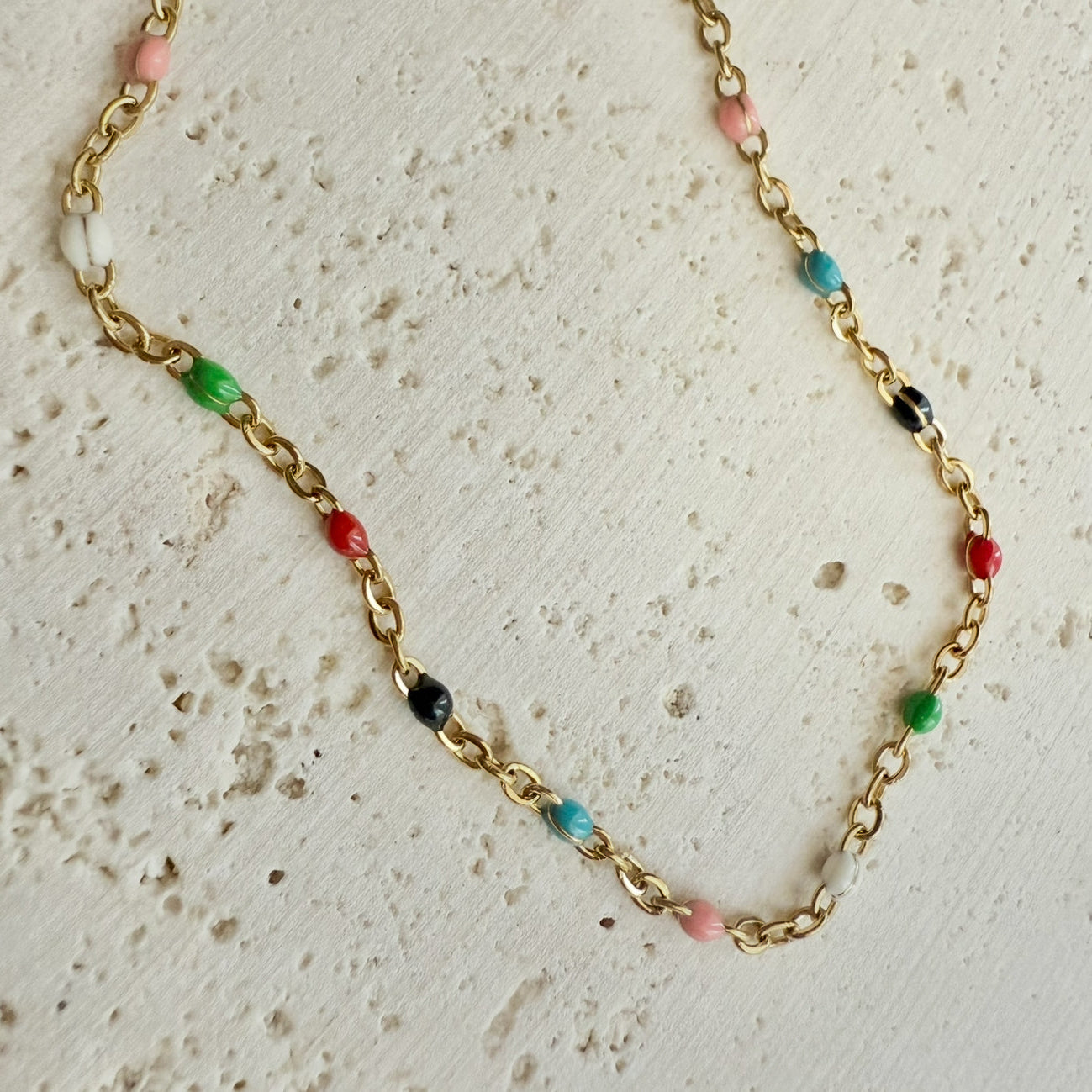 beaded anklet on rock