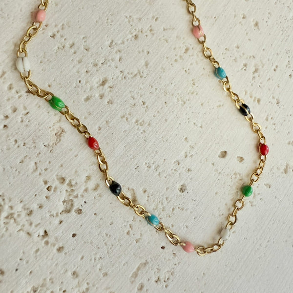 beaded anklet on rock