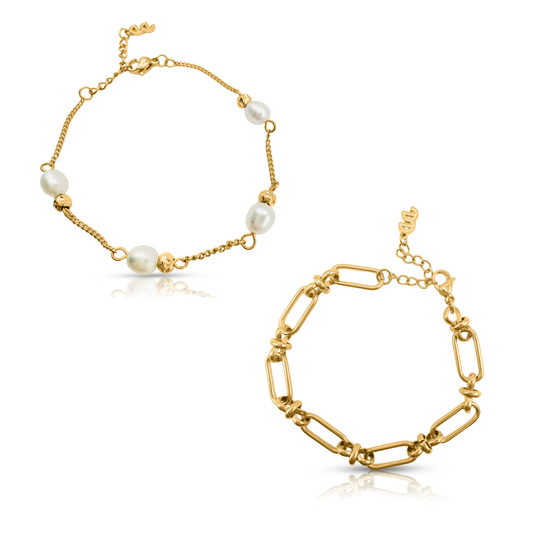 Off Court Pearl + Signal Chain Bracelet Bundle - Ever Jewellery 