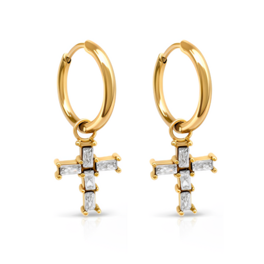 Cross Over Huggie Earrings