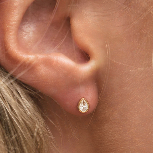 Droplet Gold Stud Earrings