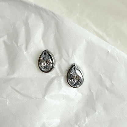 Droplet Silver Stud Earrings