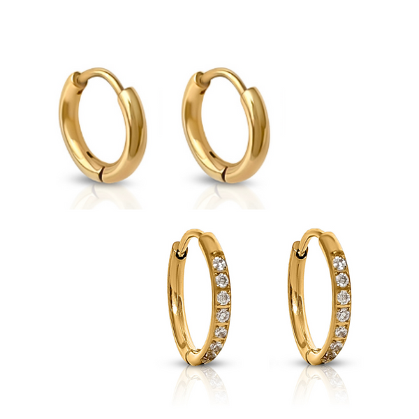 Metro Transition Gold Huggie Earrings Set - waterproof gold huggie earrings bundle 8mm - EVER Jewellery Australia