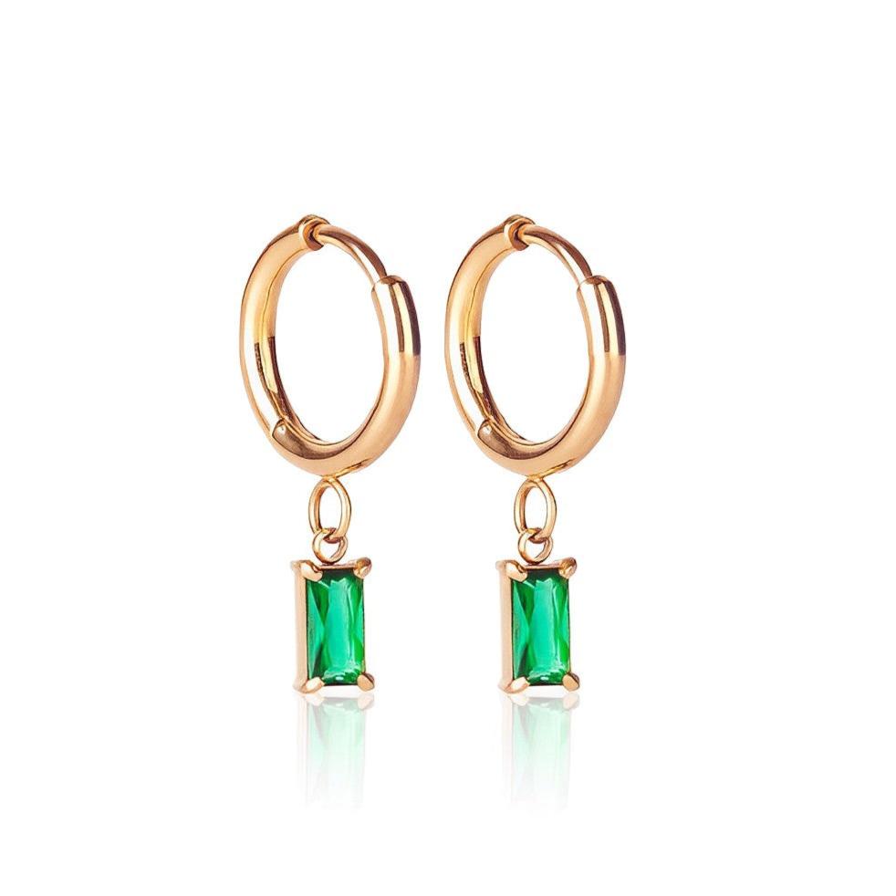 Luxe Gold Drop Earrings - Emerald