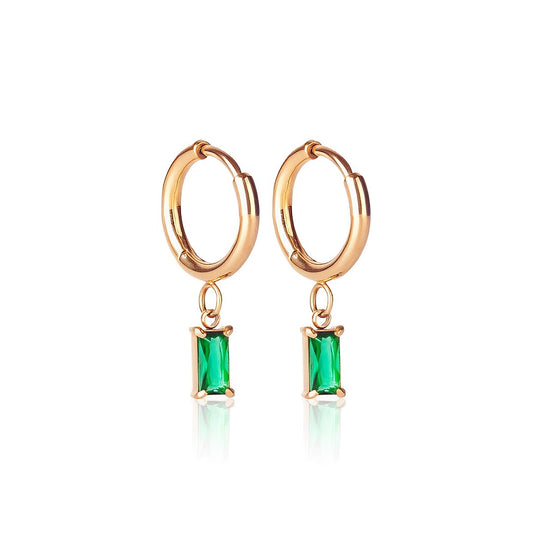 Luxe Gold Drop Earrings - Emerald