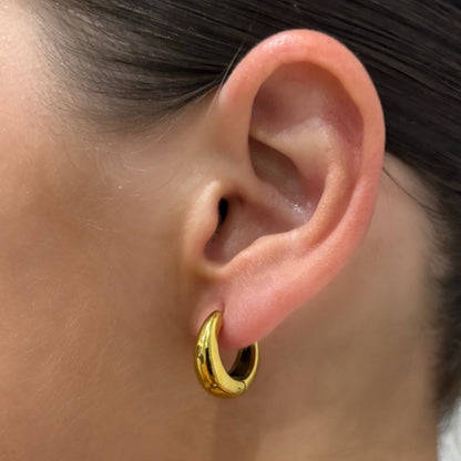 Everyday Icons Bundle close up - waterproof 18k gold plated hoop earrings stainless steel - EVER Jewellery