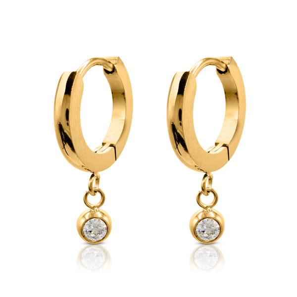 Form Huggie Earrings -white background - waterproof gold ear stack - EVER Jewellery Australia 