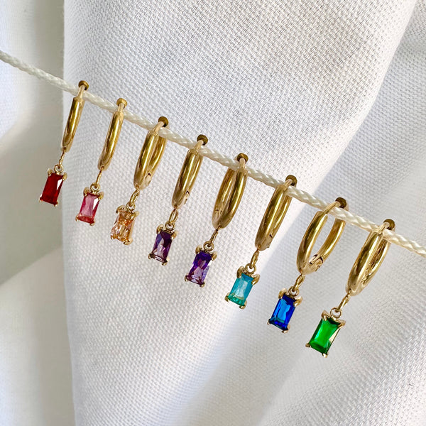 Luxe Gold Drop Earrings - Tanzanite - Ever Jewellery 