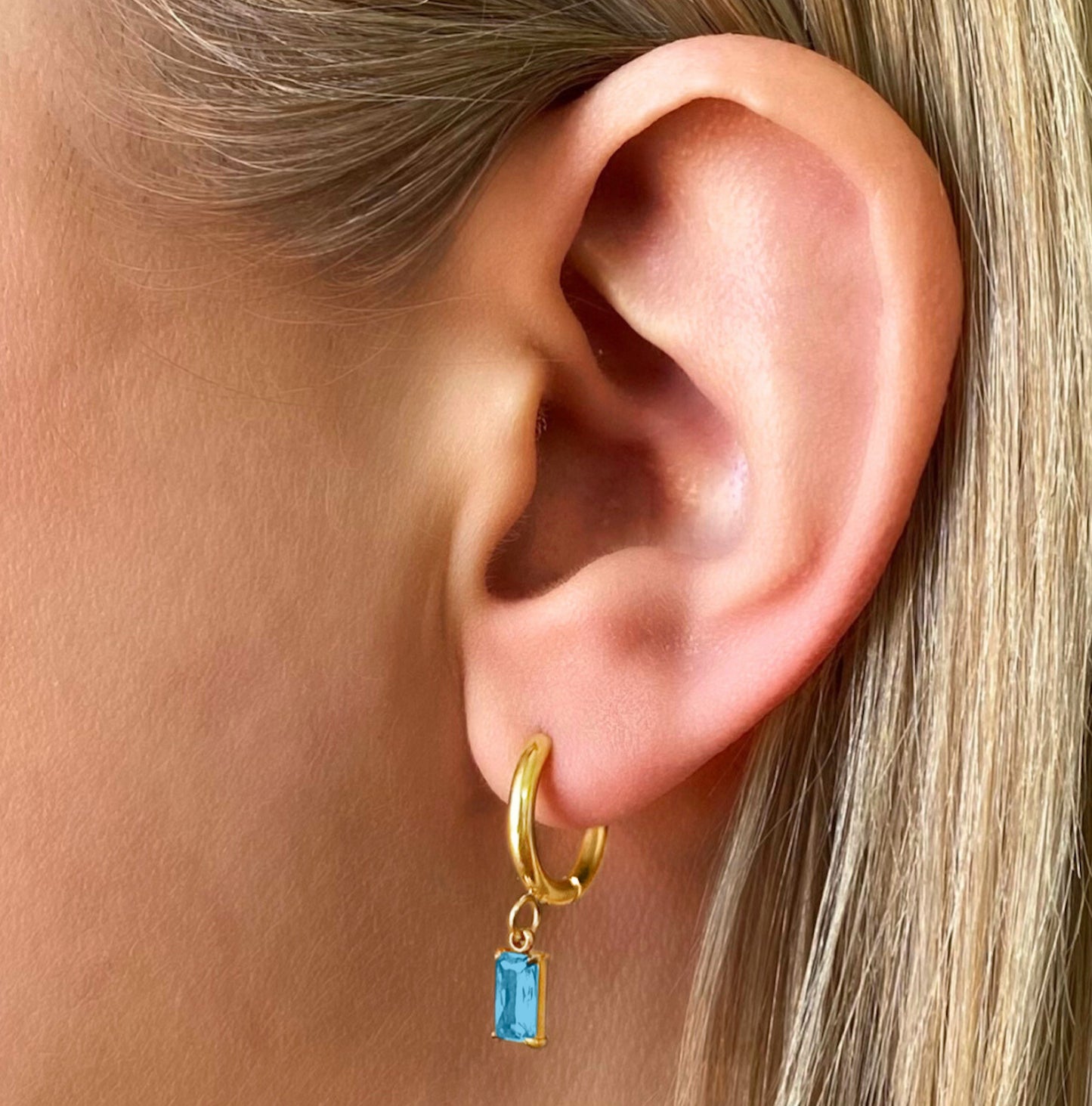 Luxe Gold Drop Earrings - Aquamarine