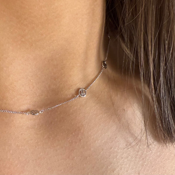 Game Day Silver Necklace on neck close up - waterproof anti-tarnish silver necklace - EVER Jewellery