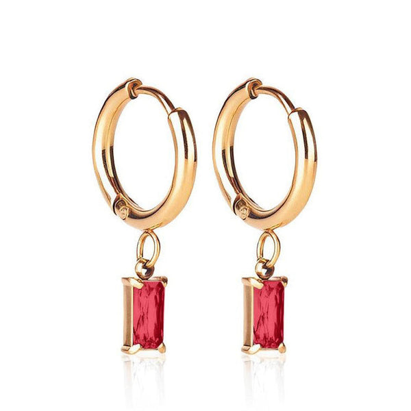 Luxe Gold Drop Earrings - Garnet - Ever Jewellery 