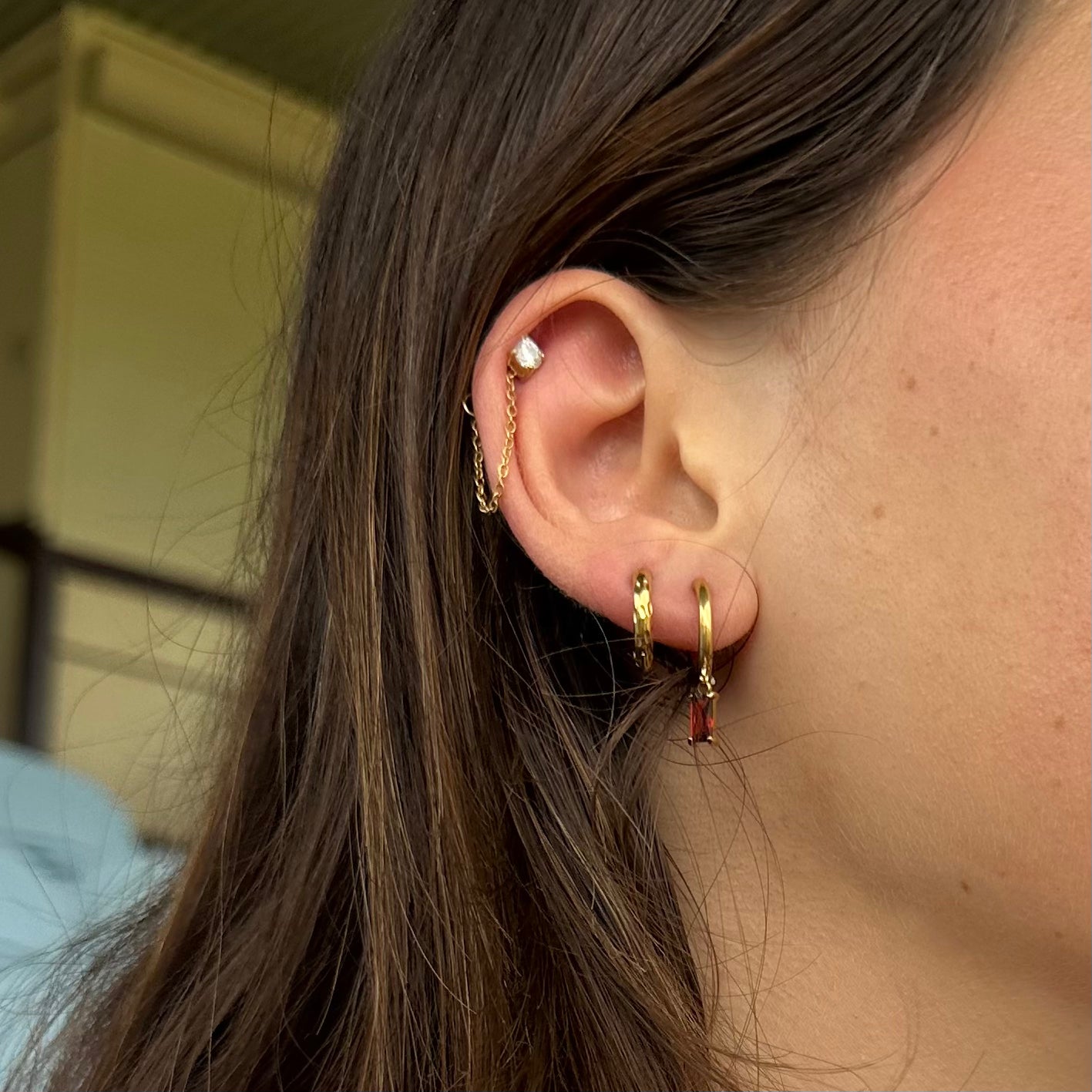 Luxe Gold Drop Earrings - Garnet - Ever Jewellery 