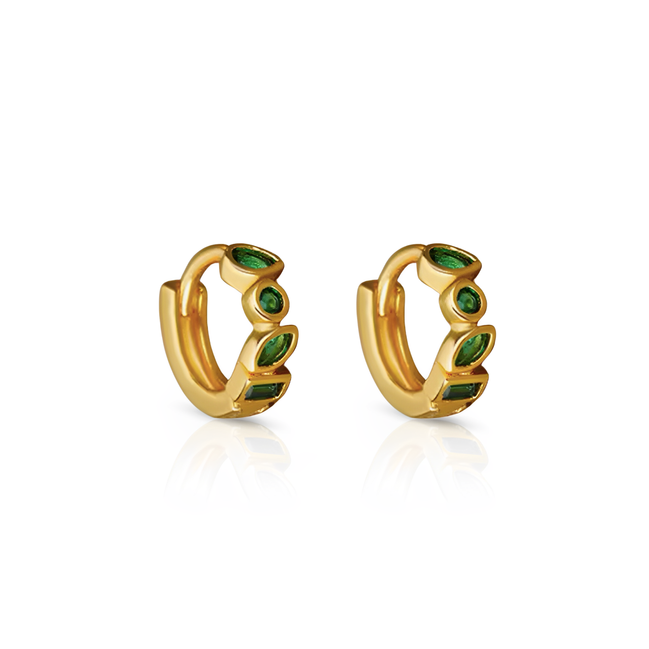 Glory Huggie Earrings - Emerald - Ever Jewellery 