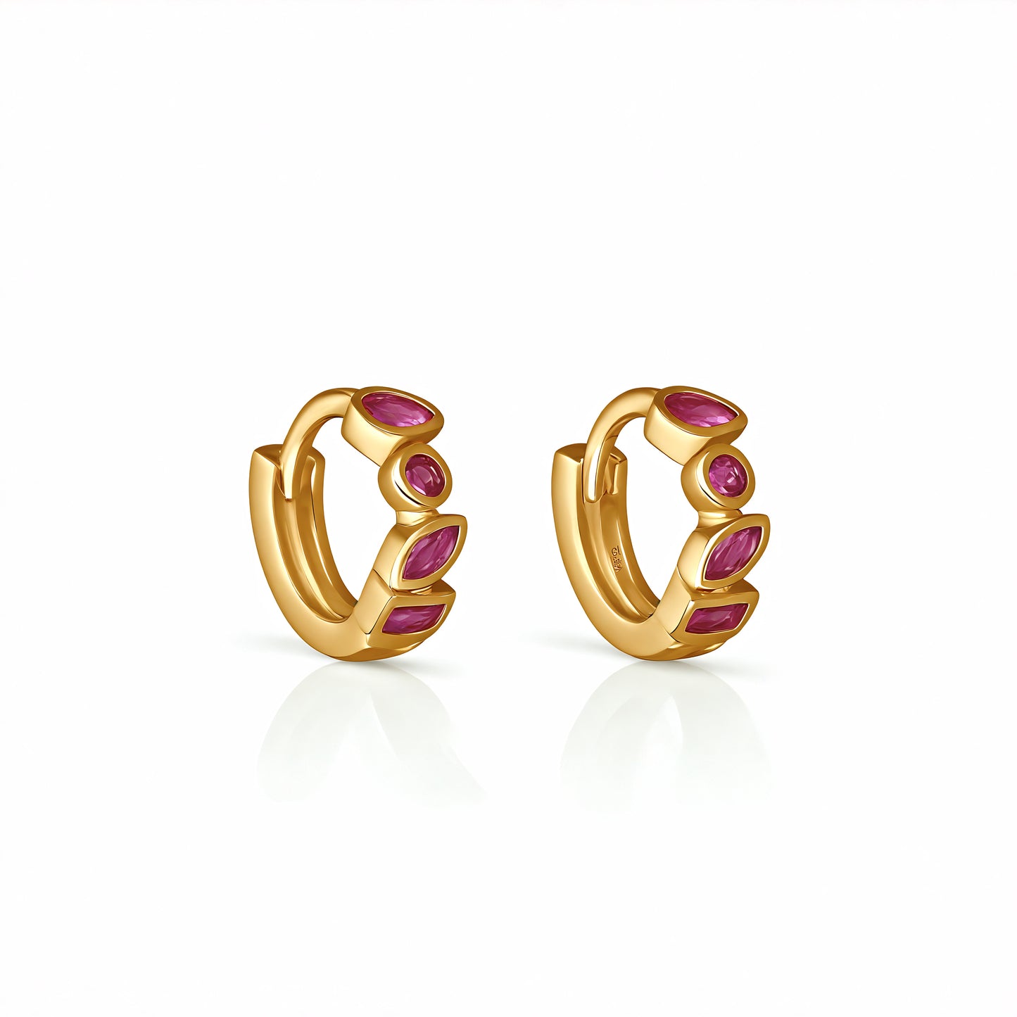 Glory Huggie Earrings - Ruby