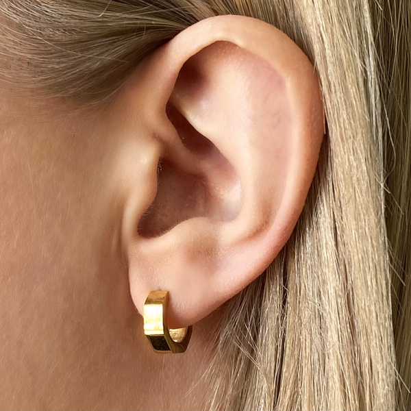 Momentum Gold Huggie Earrings - Ever Jewellery 