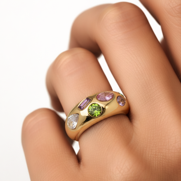 Grace Ring on finger - waterproof anti-tarnish gold ring stainless steel - EVER Jewellery