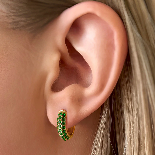 Gravitate Gold Hoop Earrings - Emerald
