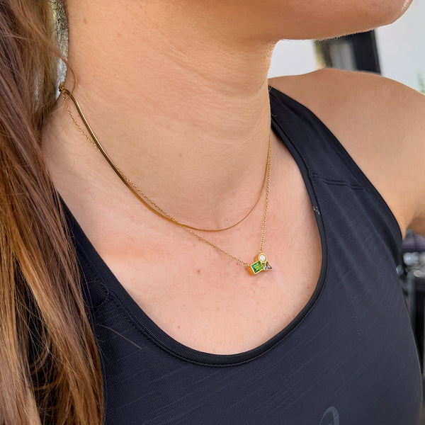 Anchor Necklace layered- waterproof 18k gold plated stainless steel emerald amethyst pearl necklace - EVER Jewellery
