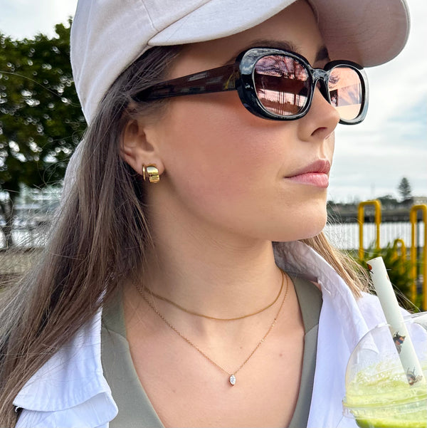 Inbound Hoop Earrings stacked with Metro Huggies - waterproof gold ear stack - EVER Jewellery Australia