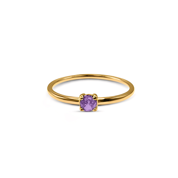 Jaxon Ring in 18k gold plated stainless steel with amethyst cubic zirconia