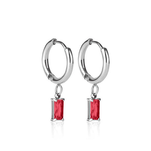 Luxe Silver Drop Earrings - Garnet