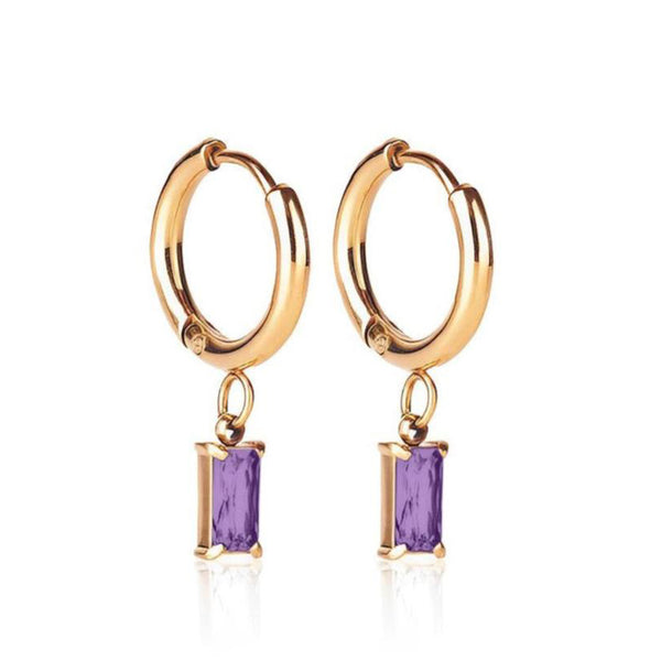 Luxe Gold Drop Earrings - Amethyst - Ever Jewellery 